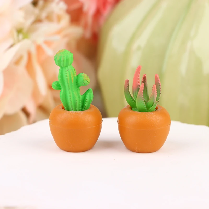 

1:12 Dollhouse Miniature Cactus Potted Plants Green Plant In Pot Bonsai Model Home Garden Decor Toy Doll House Accessories