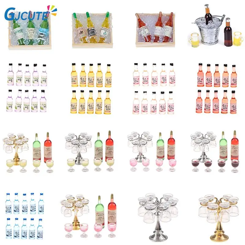 

1/12 Dollhouse Miniature Resin Bottle Simulation Wine Bottle Model Wholesale Pretend Play Toys Doll Food Drink Accessories