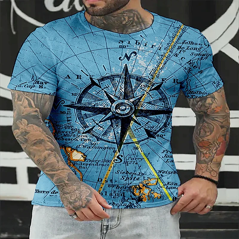 

Men's T-Shirts 3D Prints Crew Necks Everyday Holiday Short Sleeves Nautical Casual Summer