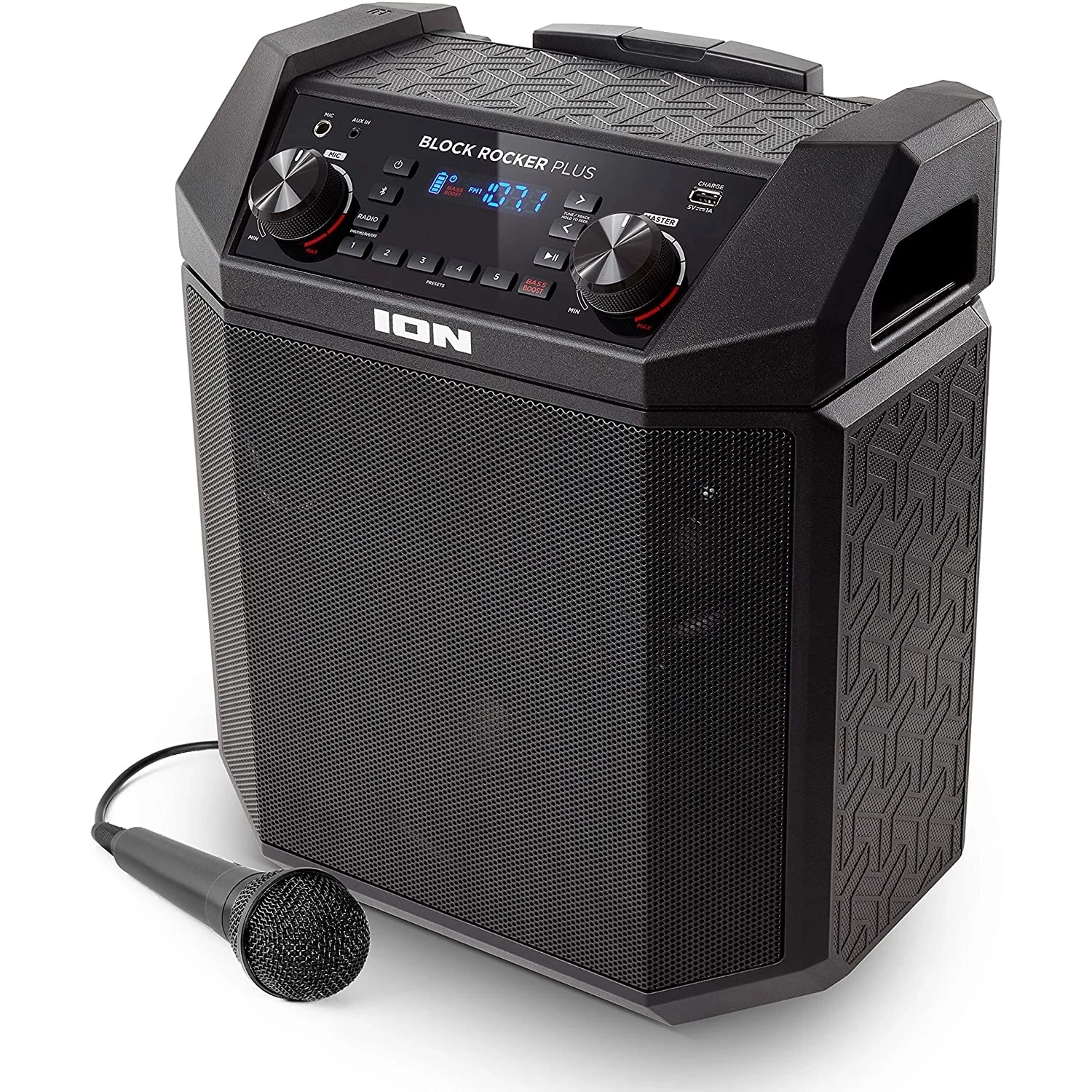 

Новинка, низкая цена, ионный аудио блок Rocker Plus-портативный Bluetooth-динамик 100 Вт с батареей, микрофон для караоке, AM FM-радио
