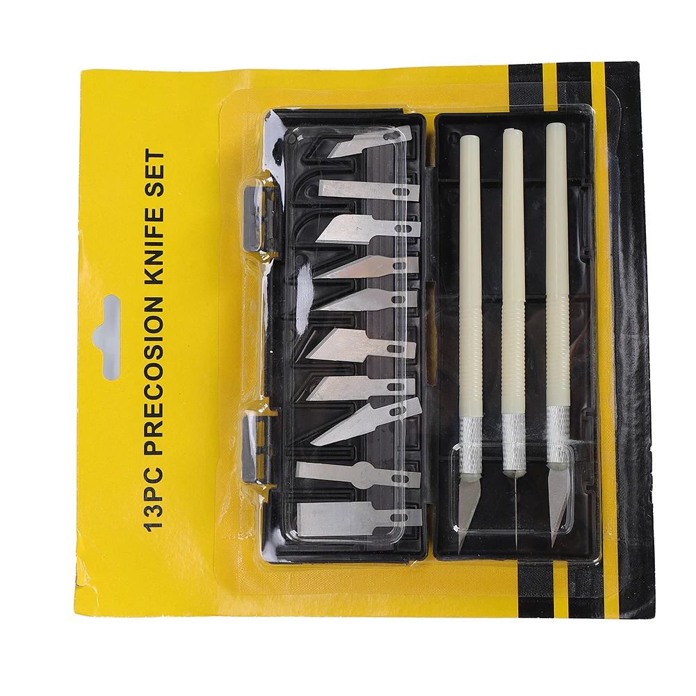 

13Pcs Precision Cutter Set Craft Sculpture Paper Cutting Blade Engraving Cutter Non-Slip DIY Paper Hobby Repair Hand Tools