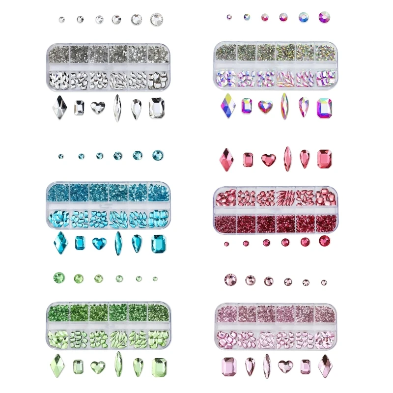 

Nail Rhinestones Flatback Nail Art Charms Multi Shapes Nail Charms for DIY Craft Drop Shipping