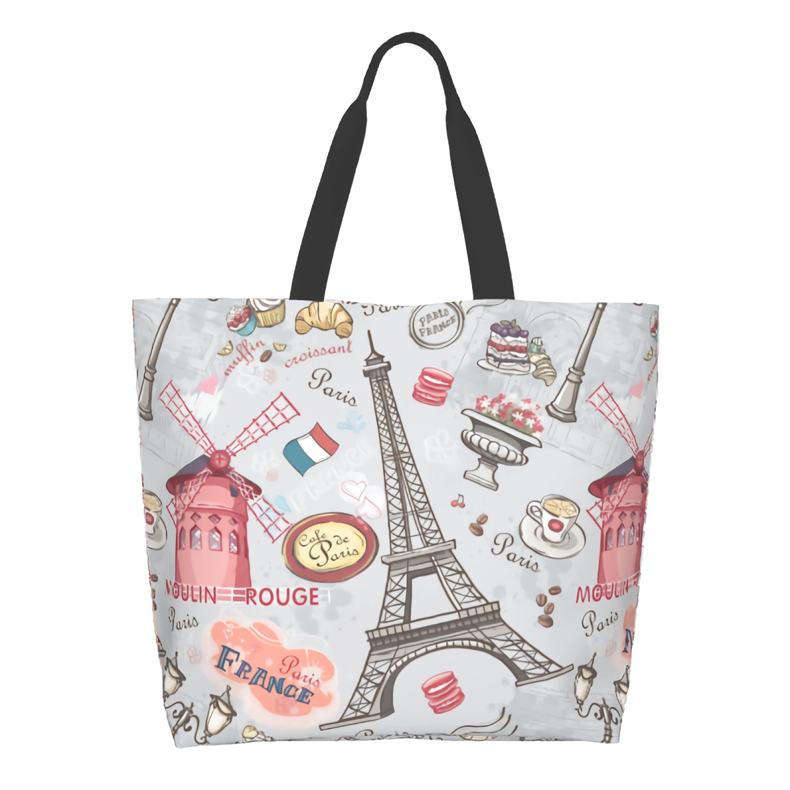 

Eiffel Tower Extra Large Grocery Bag Paris Reusable Tote Bag Shopping Travel Storage Tote Lightweight Washable Shoulder Bags