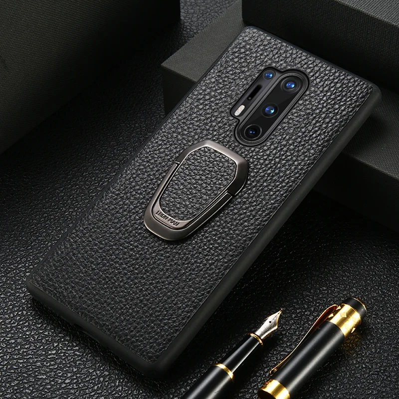 The New Magneic ring phone case For oneplus 8 9 PRO 7 7T 8PRO 8T nord ONE PLUS 9 6 6T 5T Genuine leather cover Kickstand funda