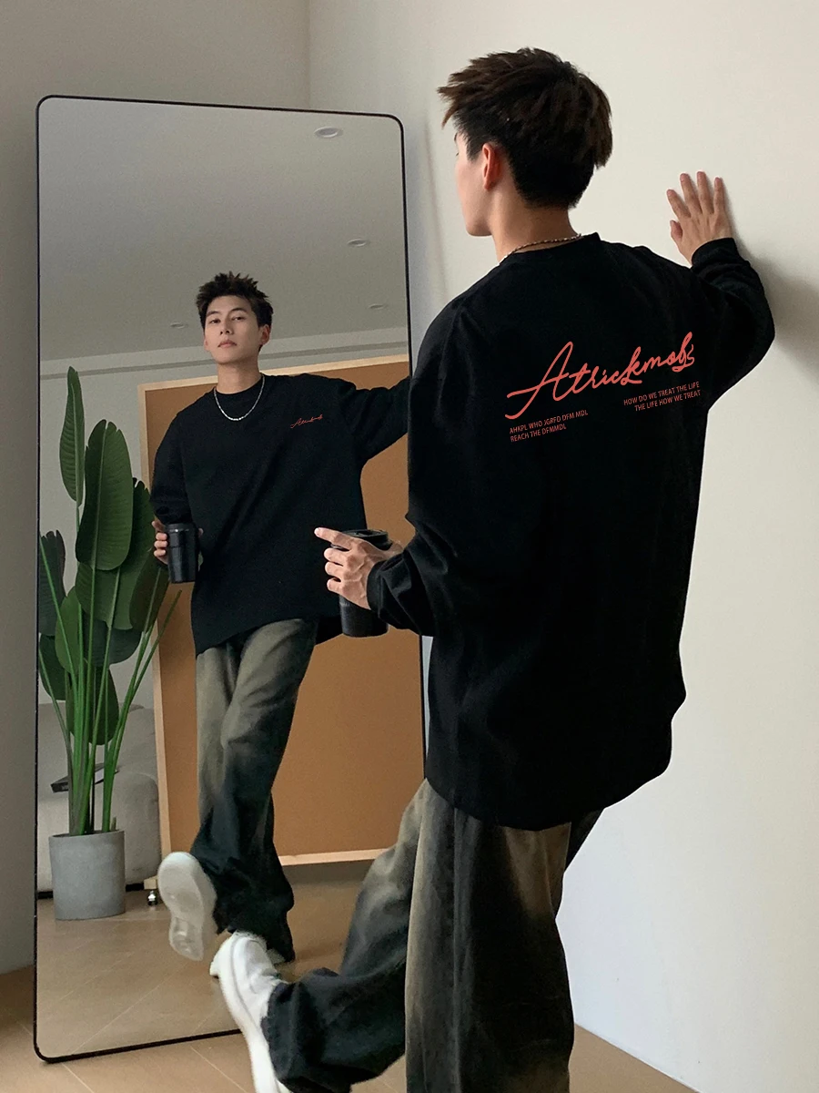 Черная рубашка с длинными рукавами мужская осенне-зимняя новая американская