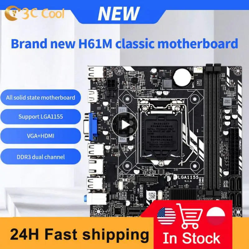 

Intel H61 Chipset Lga 1155 Motherboard Vga + Hdml Adapter Ddr3 Slot Riser Card For Intel Core I7 / I5 / I3 Converter