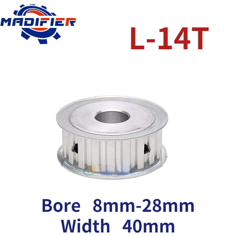 

AF type 14 Teeth two-sided flat L Timing pulley hole 8/10/12/14/15/16/17/18/19/20/22/24/25/28mm for Width 40mm