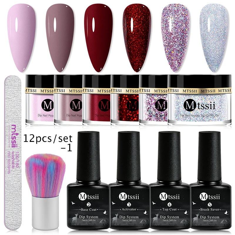 

5g Dipping Nail Powder Set Nude Nail Glitter Powder Dipping System Nail Kit Dust Nail Art Decoration Natural Dry Without Lamp