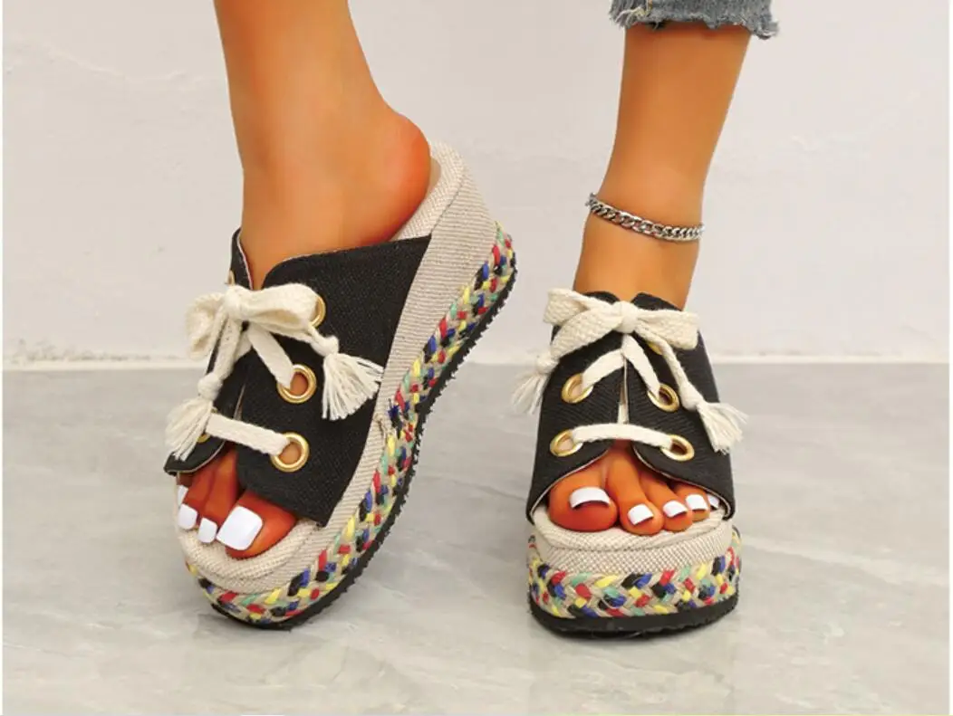 Platform Women Slippers Wedges Shoes Pumps 2022 New Summer High Heels Sandals Beach Slides Casual Flip-flops Women Shoes