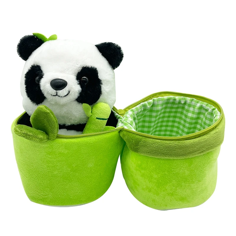 

2 In 1 Cute Bamboo Tube Panda Plush Kawaii Tearful Animal Plushie Plush Toy Super Soft Hugging Pillow