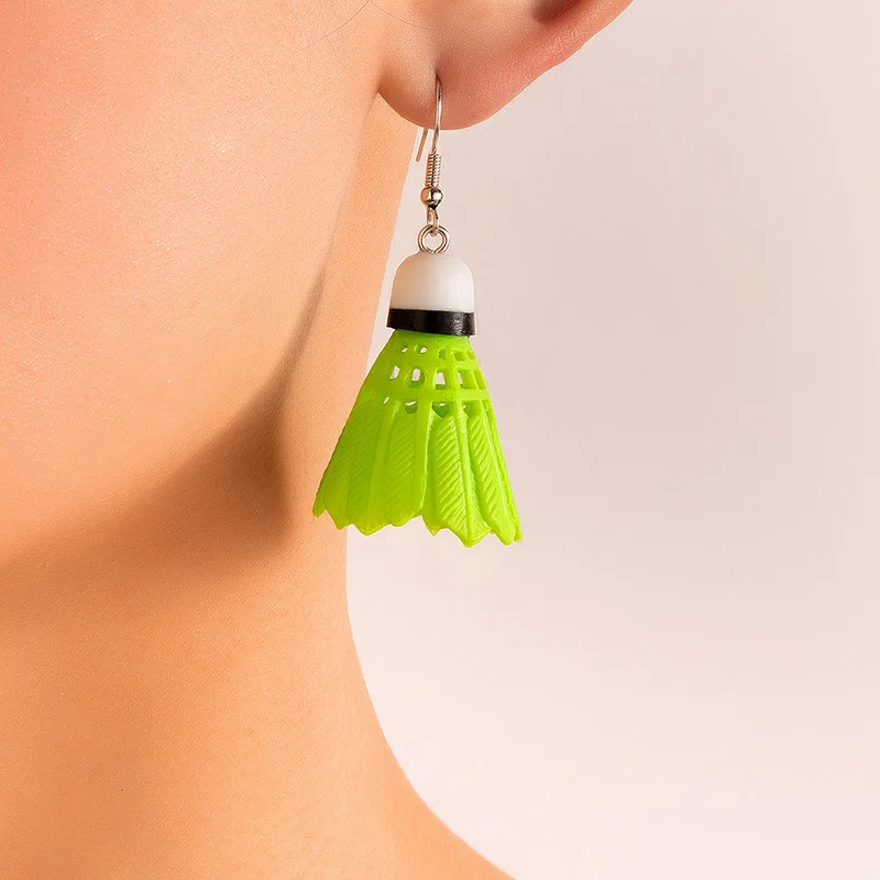 

Зеленые Серьги-капли для бадминтона для женщин, модные забавные аксессуары, полимерные серьги воланы, милый подарок, бижутерия для вечеринк...