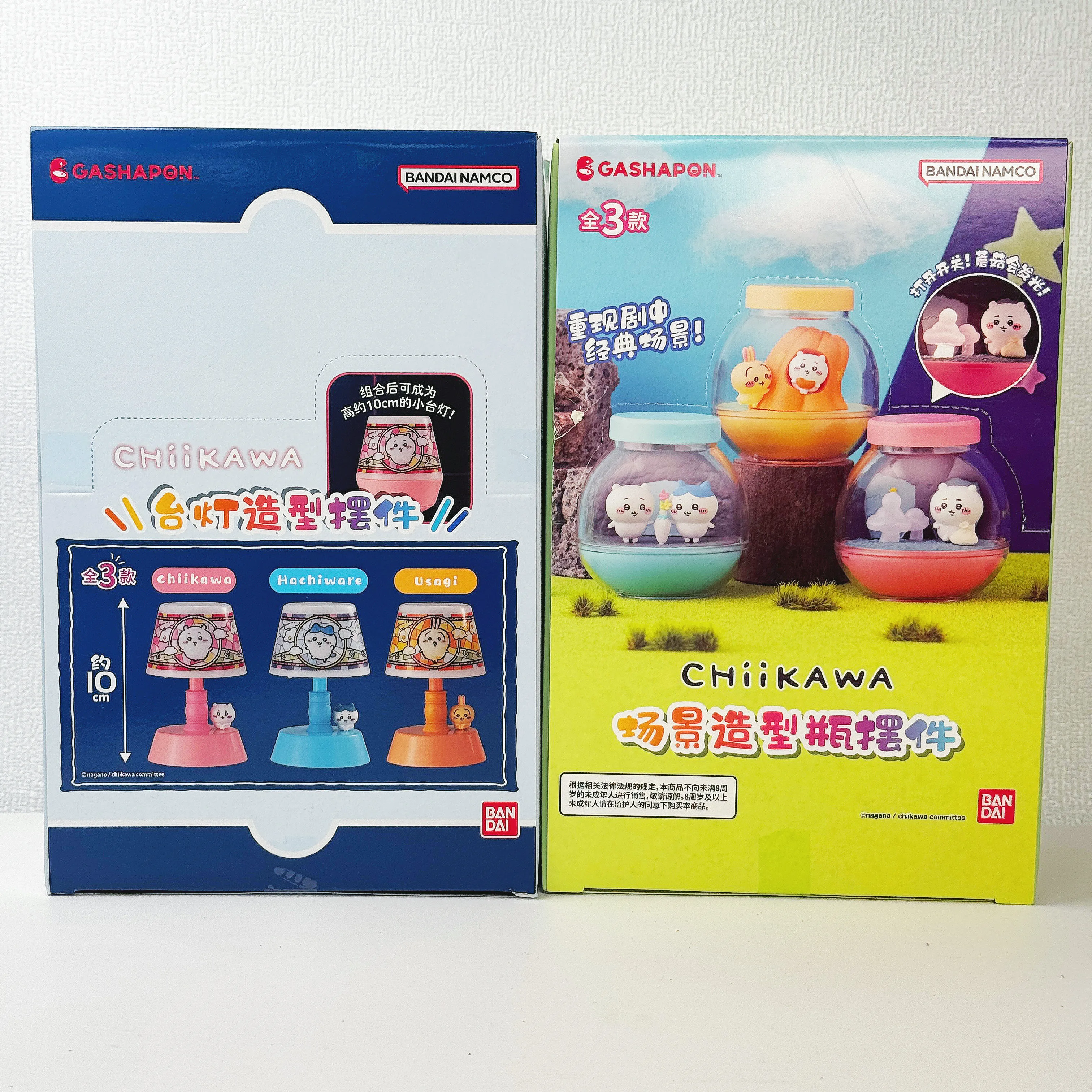 Фото Ночник Bandai Gashapon Chiikawa Bottle Scene, коллекционная светодиодная фигурка Chiikawa Hachiware Usagi для украшения рабочего стола. №1