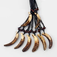 12pcslot ethnic amulet real ornaments tooth pendant necklace fashion animal tooth necklaces trend jewelry choker wholesale