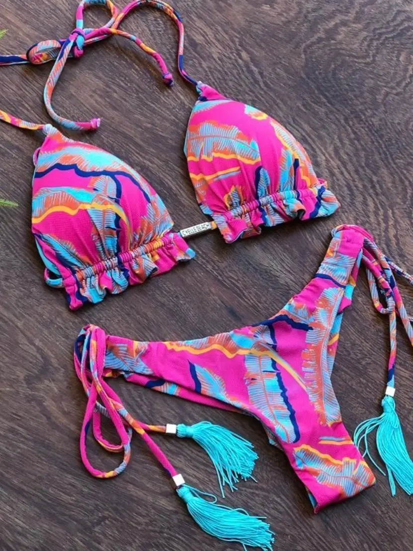 2021 сексуальный комплект бикини из 2 предметов популярный штамп спортивные