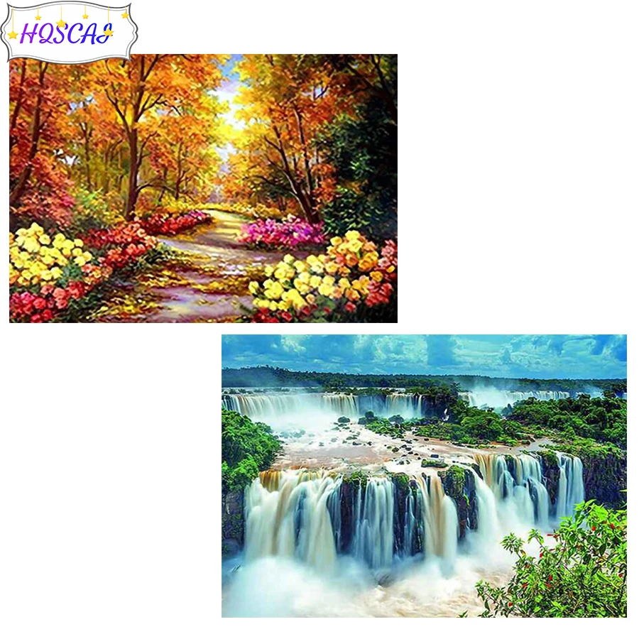 

Алмазная вышивка 5d diy AB деревья, цветы, водопады, современный декор, вышивка крестиком, мозаика, алмазная живопись, полная квадратная/круглая вышивка
