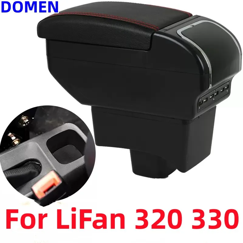 

For LiFan 320 330 armrest box Interior Parts Car Central Content With Retractable Cup Hole Large Space Dual Layer USB DOMEN