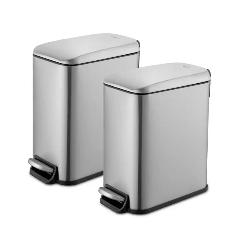 

Can, 1.3 Gallon Slim Step On Bathroom Trash Can, Stainless Steel, Pack of 2 Compost bin for kitchen Garbage bin Car garbage bin