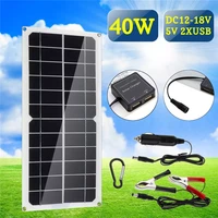 new 40w solar panel monocrystalline silicon cell solar panel double usb interface with cigarette lighter plug outdoors dc12 18v