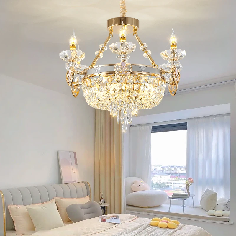 

Villa Chandelier European Candle Crystal Living Room Lamp Simple European Luxury Zinc Alloy Chandelier Duplex Building Lamps