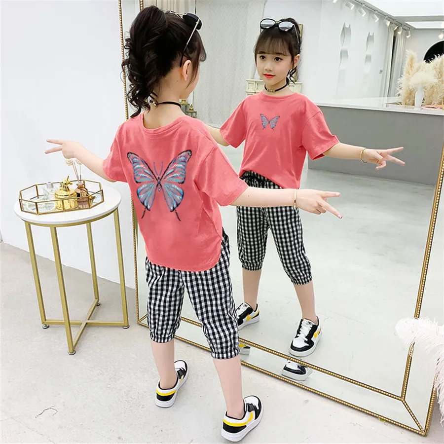 

2022 Summer baby Girls Clothes Outfits Toddler Children Kids Fashion cotton Top t shirt and pant 3 4 5 6 7 8 9 10 Years