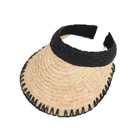 fashion hat womens spring and summer new style raffia empty top hat natural hairpin hat outdoor sun hats wholesale