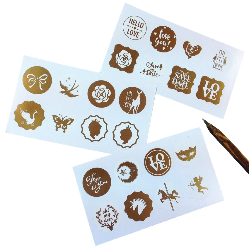 

240Pcs/lot Three Design Gold Letter Seal Sticker Creative Decorative DIY Self-adhesive Stickers