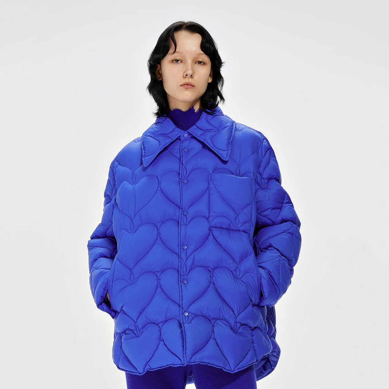 

Shirt collar three-dimensional love short down jacket female winter new temperament fashion white duck down jacket women's tops