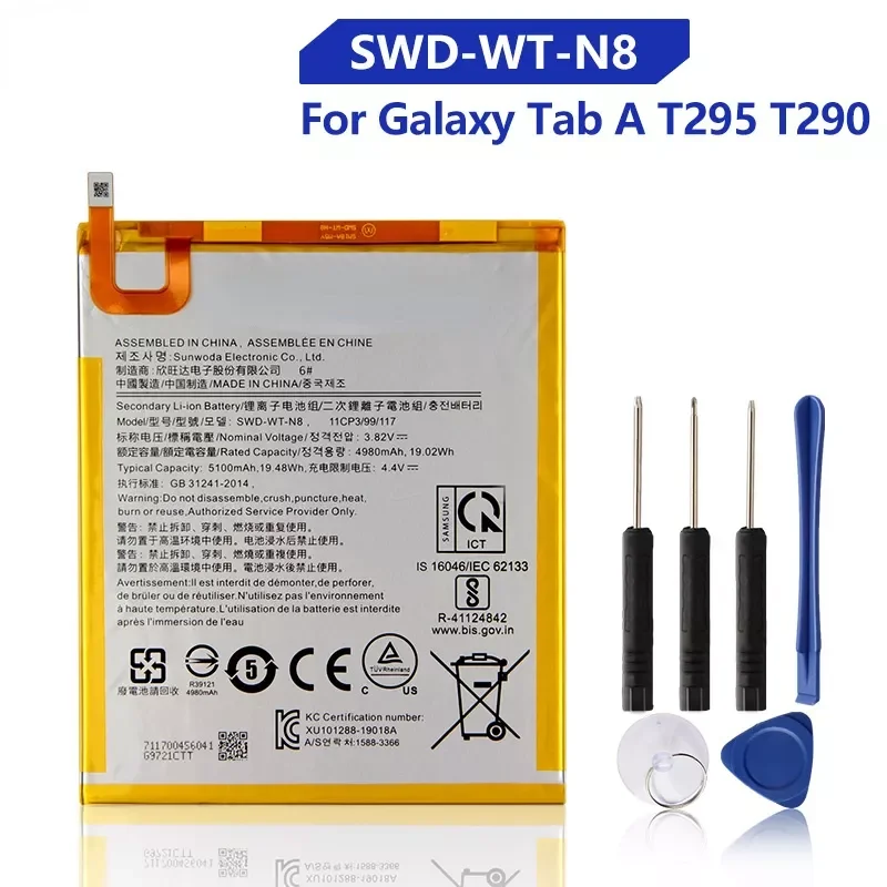 

Replacement Battery SWD-WT-N8 For Samsung Galaxy Tab A T295 T290 Rechargeable Tablet Battery 5100mAh