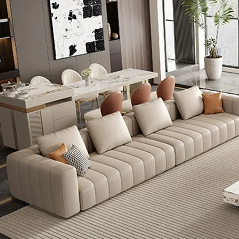 Большой гостиной современный диван из натуральной кожи роскошный дизайнерский