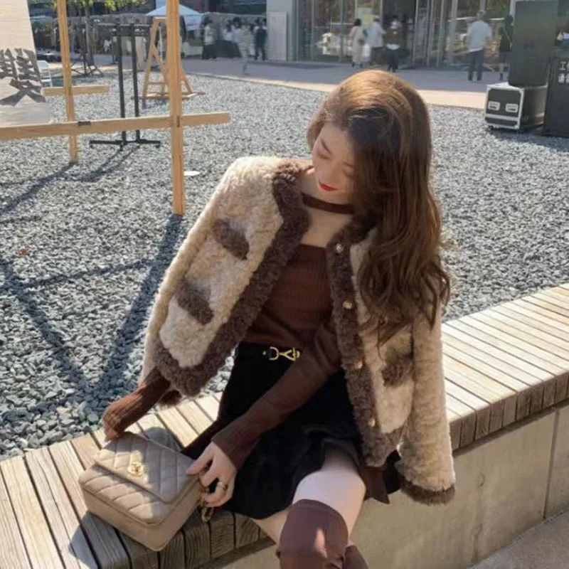 Винтажное теплое пальто из овечьей шерсти женское осенне-зимнее корейское