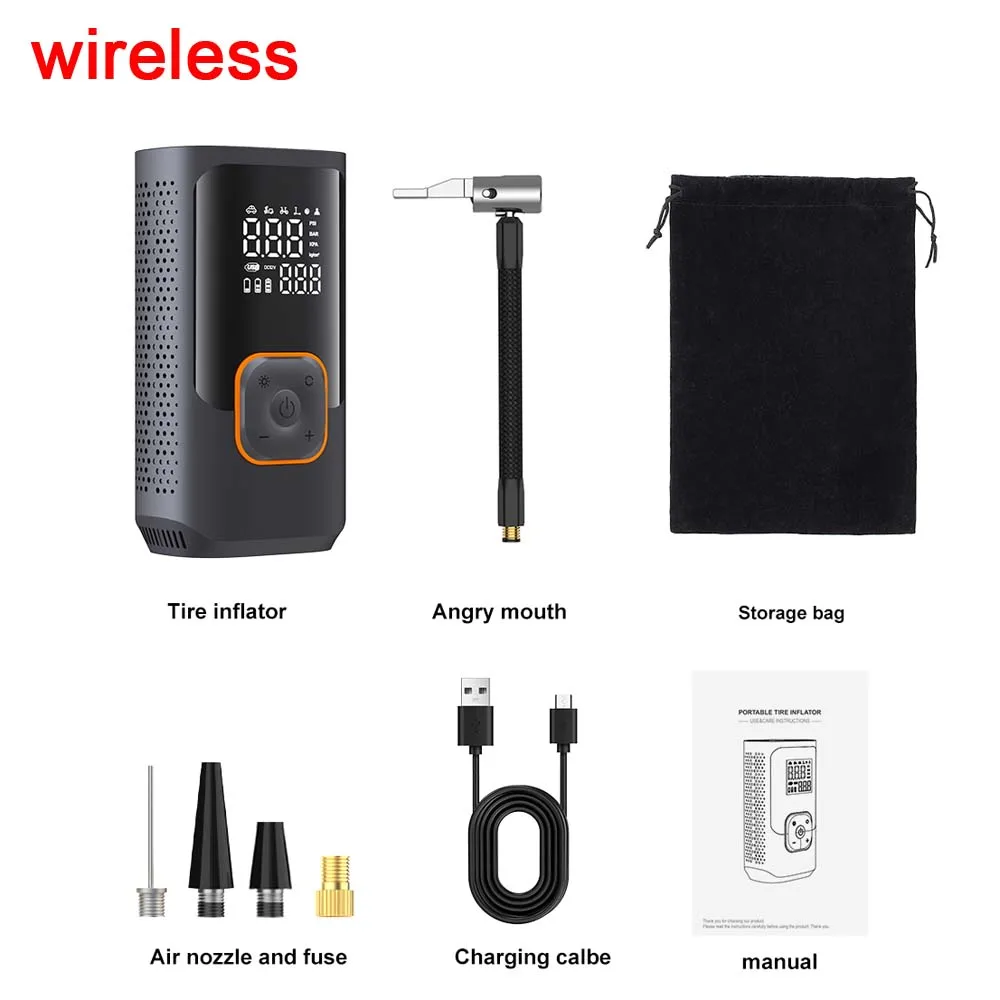 

Автомобильный беспроводной воздушный насос, компрессор шин, автомобильный велосипедный шариковый насос, светодиодный светильник, 150 фунтов на квадратный дюйм, накачка шин для автомобилей, мотоциклов, велосипедов, АВТО