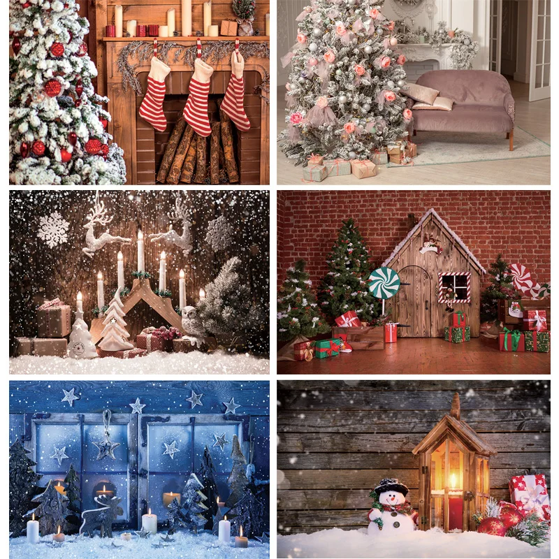 

Vinyl Christmas Theme Photography Background Snowman Christmas tree Children Backdrops For Photo Studio Props 2197 DHT-02