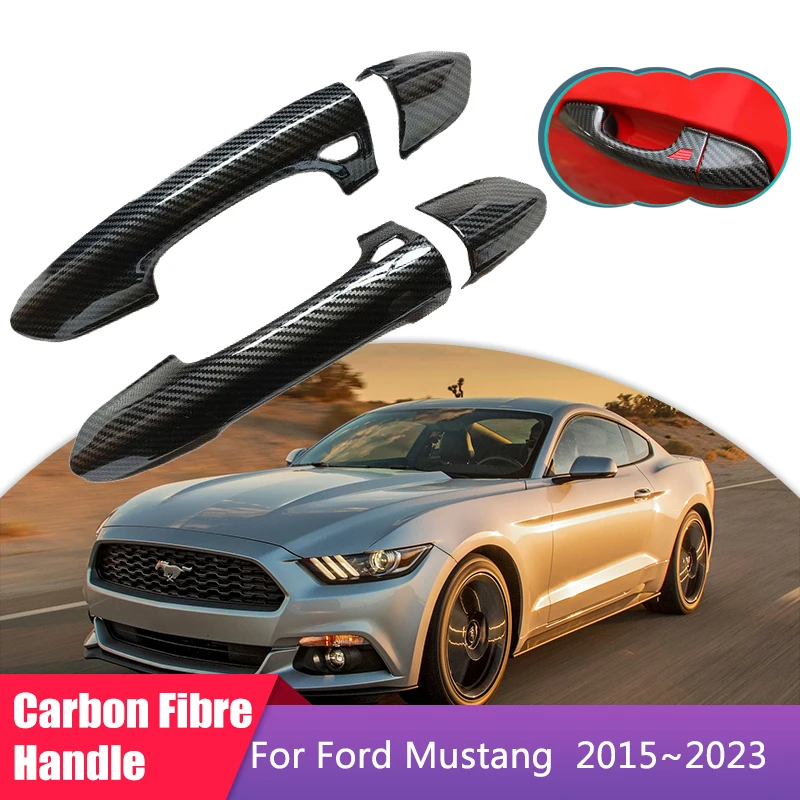 

for Ford Mustang 6 MK6 S550 2015~2023 2016 2017 2018 2019 Carbon Fiber Door Handle Cover Car Protective Accessories Sticker Trim