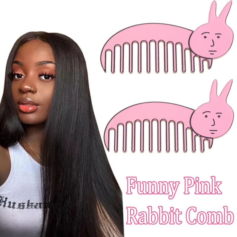 

Funny Pink Rabbit Head Combs Anti-static Hair Brushes Portable Travel Hair Comb Shower Massage Salon Styling Tools Accessories