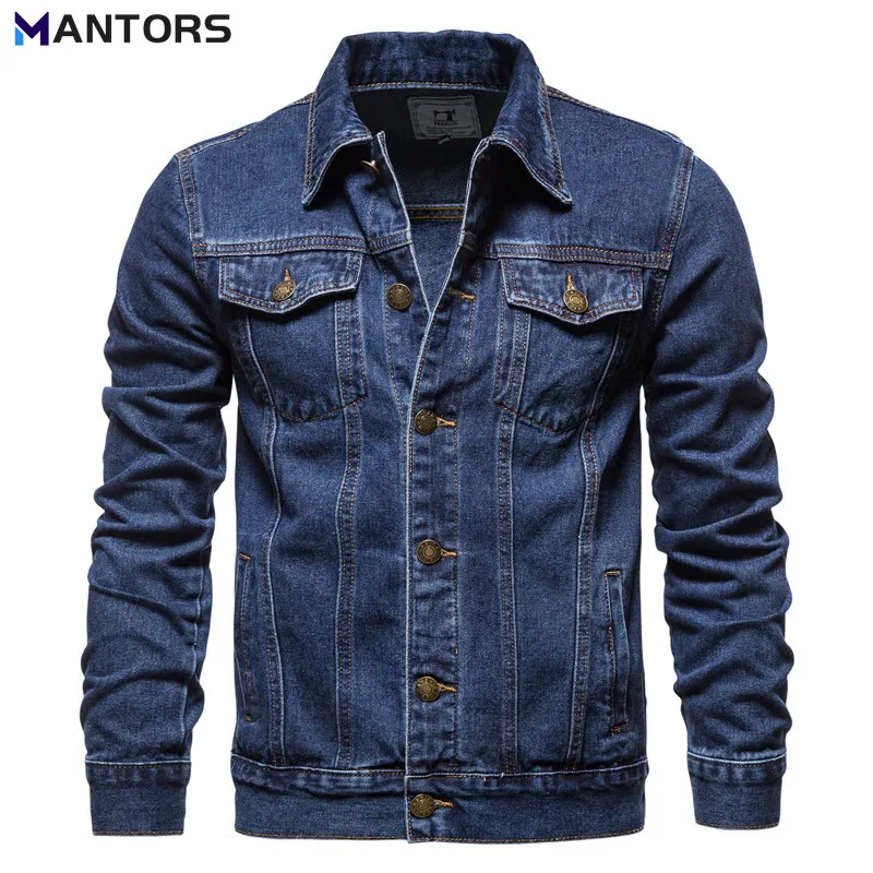 

MANTORS Spring Autumn Mens Denim Jacket Cotton Slim Long Sleeve Men Denim Coat Fashion Streetwear Jean Jacket Trendy Bomber Coat