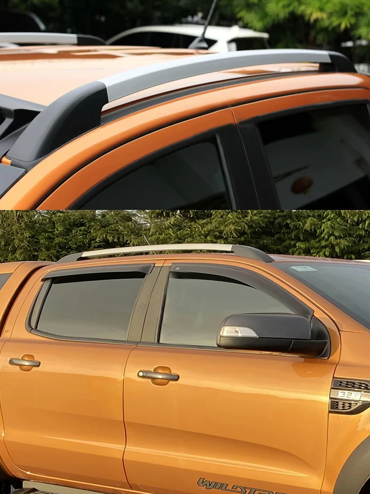 Фото Багажник на крышу (рейлинги) для Ford Ranger Wildtrak XL XLS XLT T6 T7 T8 2012-2022, алюминиевый, с поперечинами №2