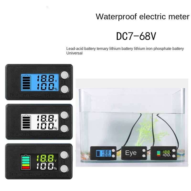 

Waterproof 2 Wires Lithium Lead-acid Battery Voltmeter DC7-68V Battery Capacity Indicator Car Motorcycle Voltmeter Voltage Gauge