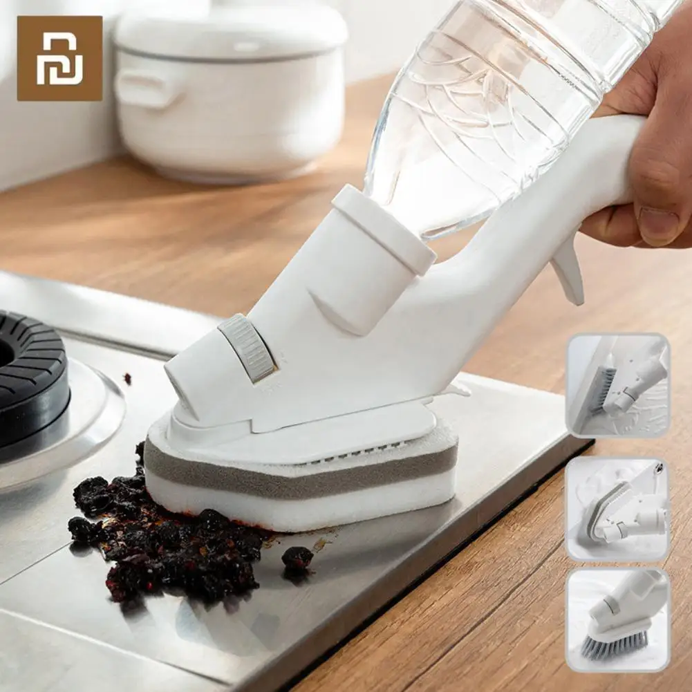 

Youpin Multifunction Cleaning Brush With Water Spray Household Accessories Sets Kitchen Press Type Crevice Sponge Wipe Cleaning