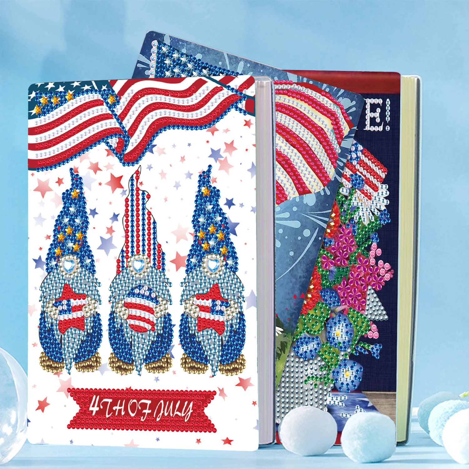 

A5 50 Pages DIY Diamond Painting Mosaic Notebook Partial Special Shaped Drill Independence Day Diary Book Sketchbook Drawing