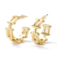 kissitty 1 pair cable chain shape brass half hoop earrings with steel pin for women long lasting plated earrings jewelry finding