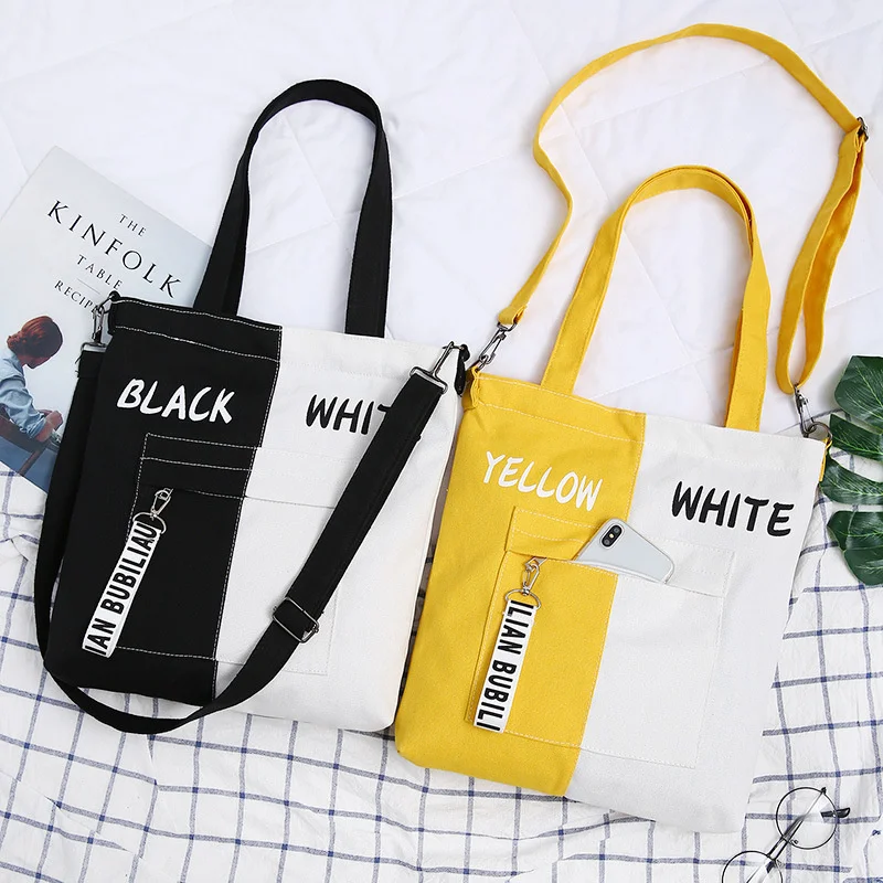 

Canvas Diagonal Cross Bag Youth Fashion Casual Version Ladies Large Capacity Shoulder Bag Solid Color Women Messenger Bags