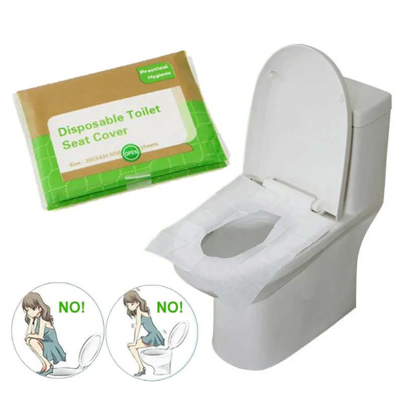 

10Pcs/Bag Portable Disposable Toilet Seat Cover Mat 100% Waterproof Safety Toilet Paper For Travel/Camping Bathroom Accessiories