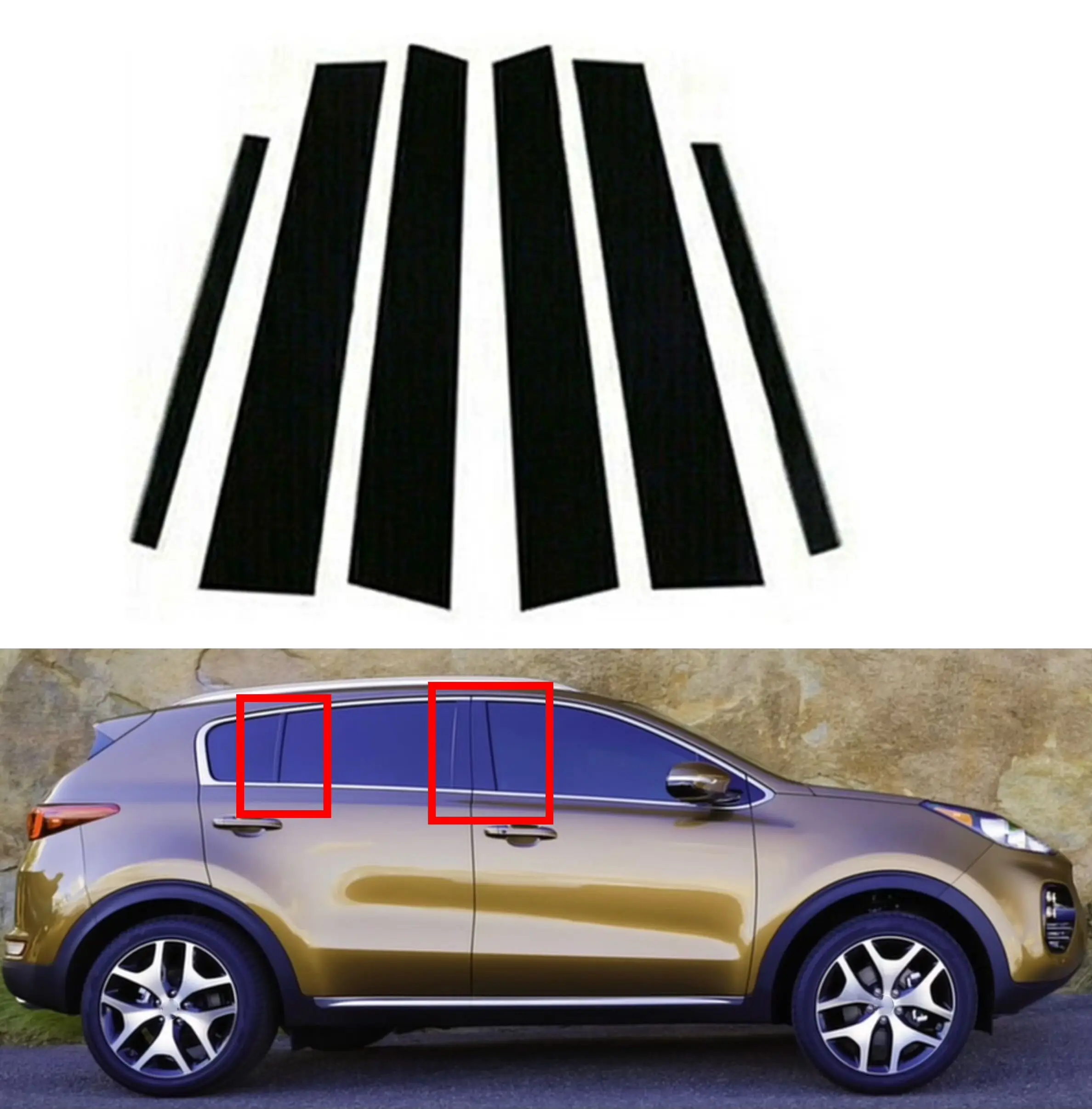 

6 шт., автомобильные глянцевые черные столбы для Kia Sportage 2017 2018 2019 2020 2021 2022