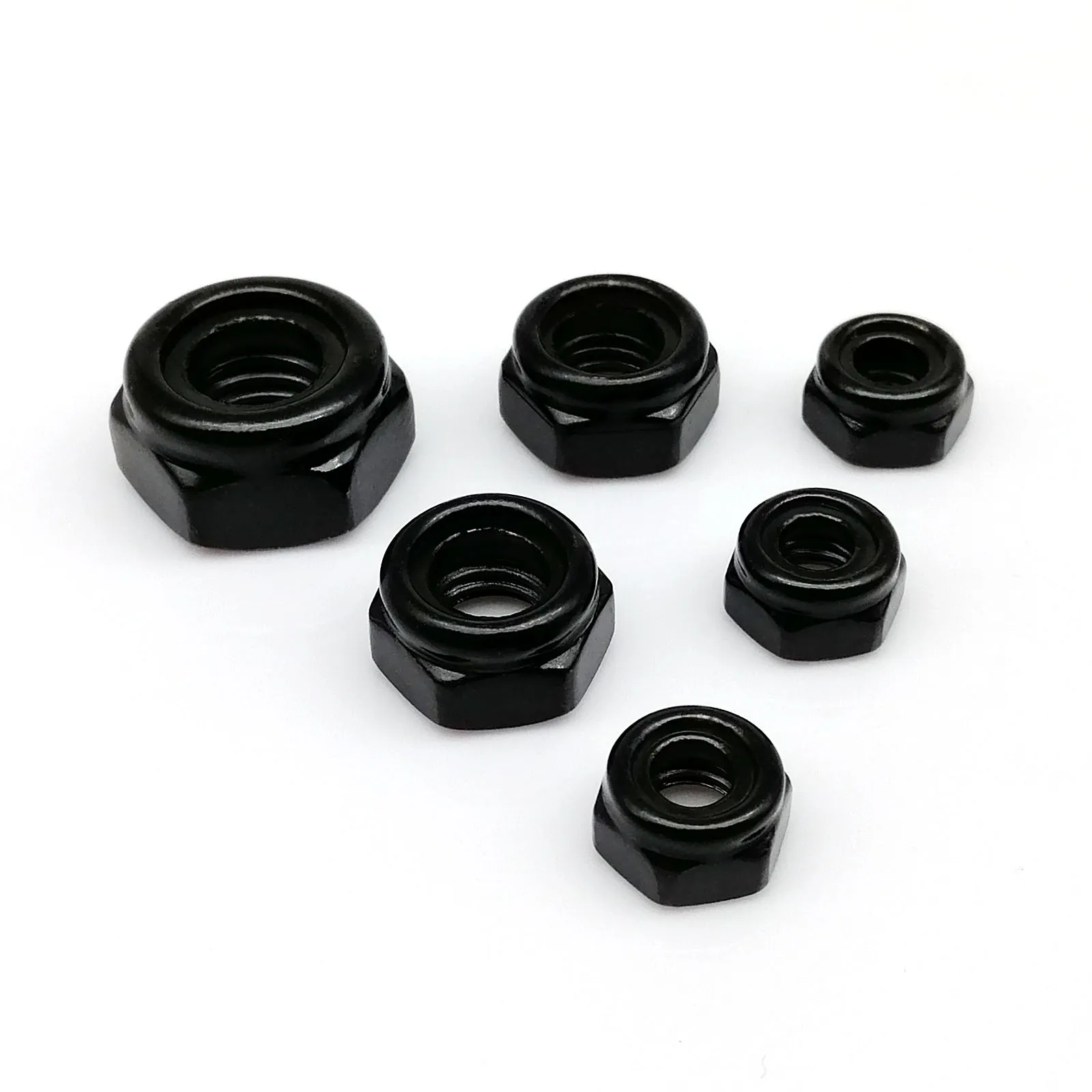 

2/10/25pcs DIN985 M2 M2.5 M3 M4 M5 M6 M8 M10 M12 304 Stainless Steel Surface Black Nylock Locknut Hex Nylon Insert Self Lock Nut