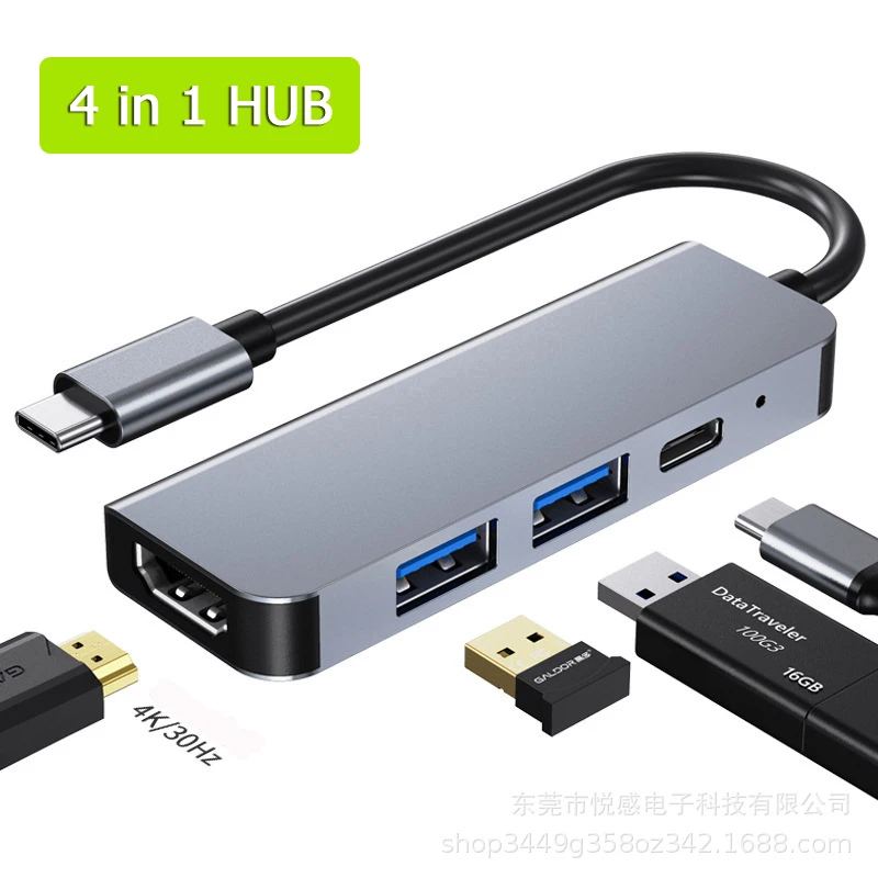 

USB C HUB 4 IN 1 Type-C Adapter 4 Port To Multi Splitter Otg HDMI USB2.0 Hub3 0 Dock Station For Laptop Macbook Air Pro