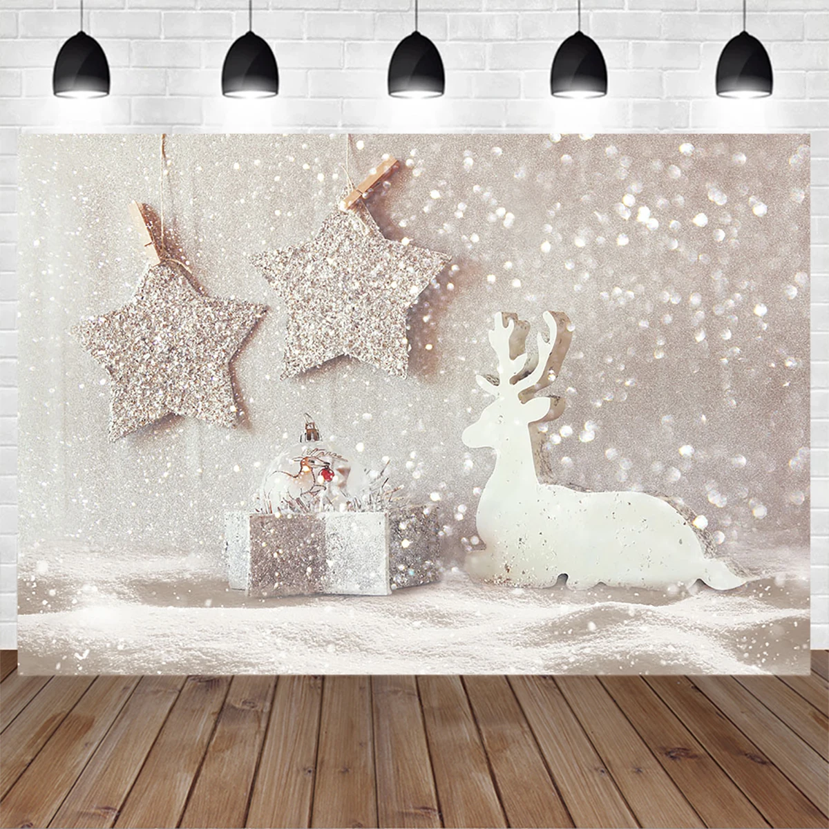 

Mocsicka Winter Snowflakes Christmas Backdrop Elk Star Glitter Background Newborn Baby Kids Birthday Portrait Photography Studio