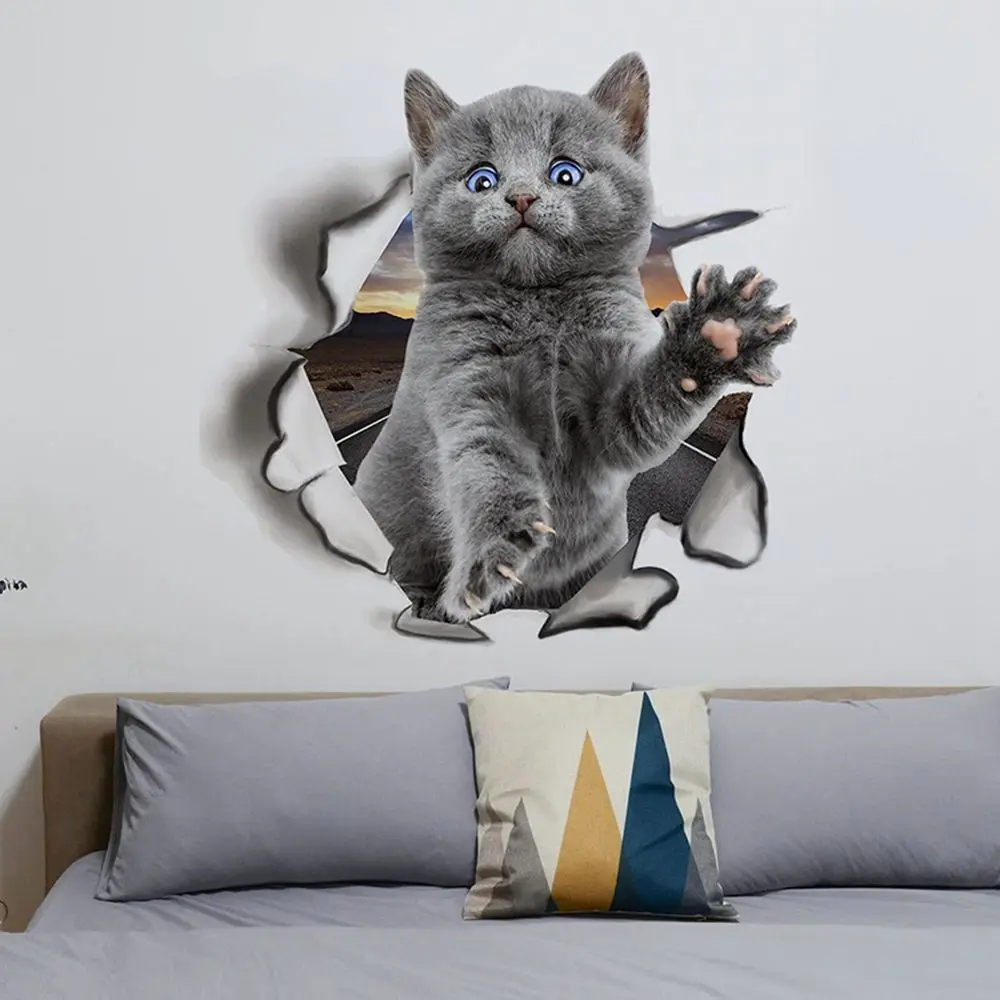 

3D Self Adhesive Cats Pattern Wall Stickers Fashion Lovely Animal PVC Waterproof Decal Removable Vinyl Art Mural For Living Room