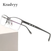 krasivyy pure titanium glasses men square myopia prescription eyeglasses frames male korean half rimless optical eyewear