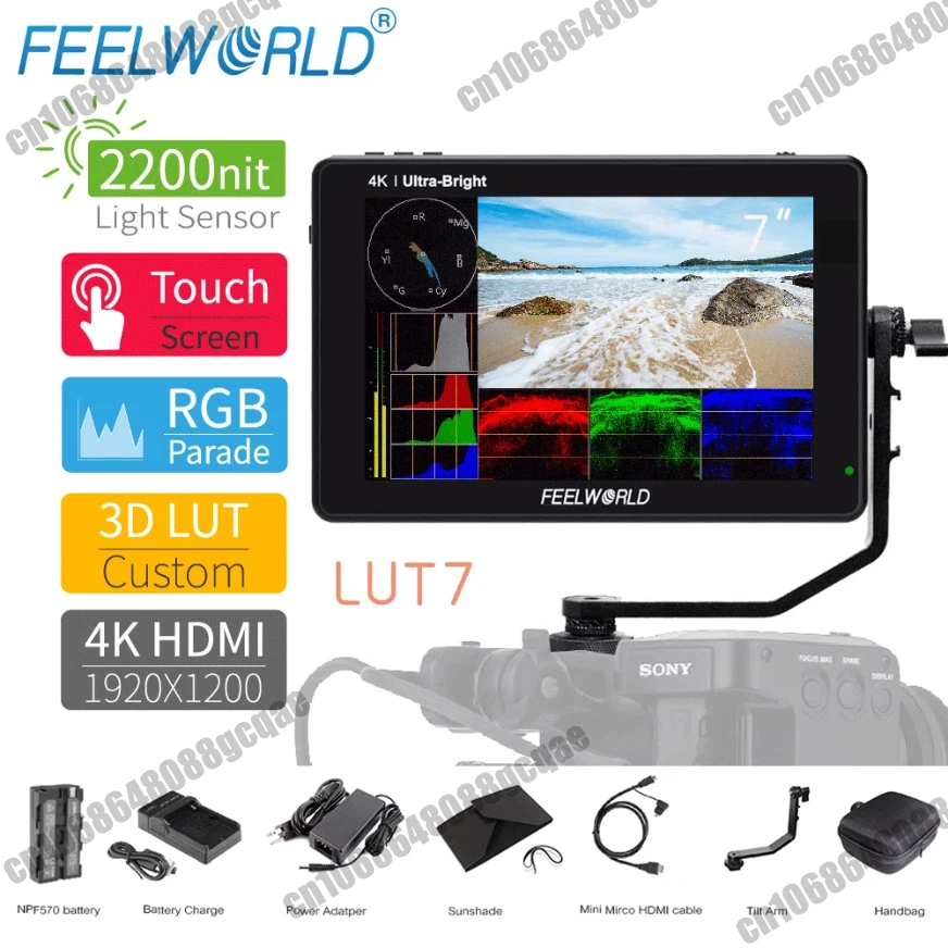 

7-дюймовый 3D LUT сенсорный экран FEELWORLD LUT7 2200 нит полевой камеры DSLR монитор 4K HDMI для Waveform VectorScope ogram