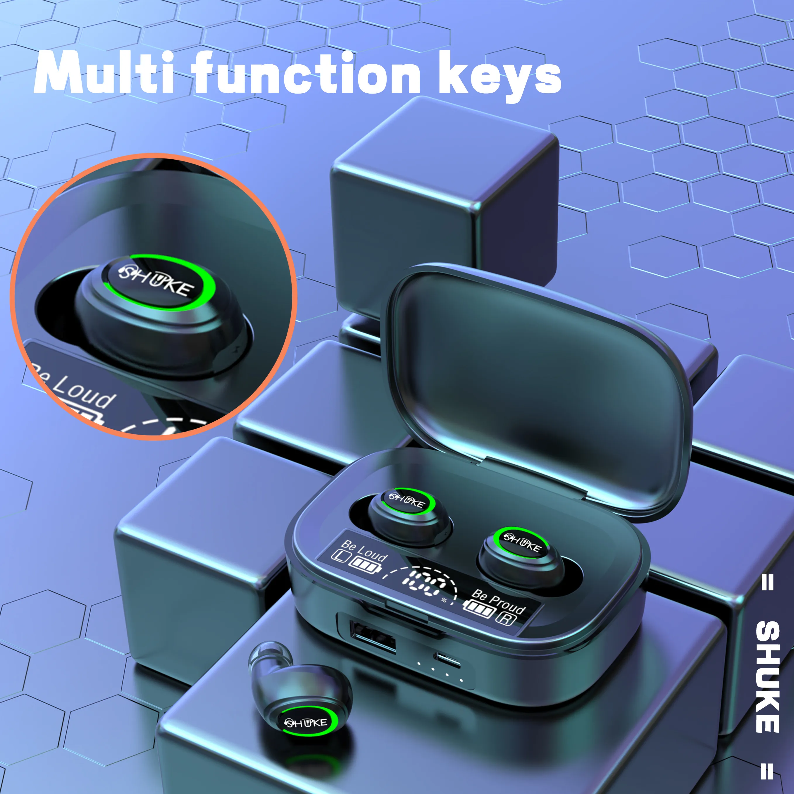 

20 Hours Play Time Bluetooth Earphones TWS Mini Wireless Headphones Stereo Waterproof Key Control Noise Cancelling Headset